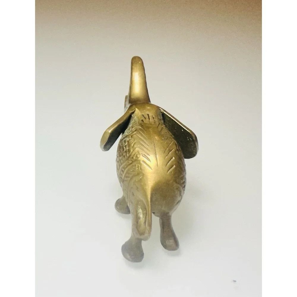 Brass Lucky Elephant, Small Figurine Trunk Up 2 1/4